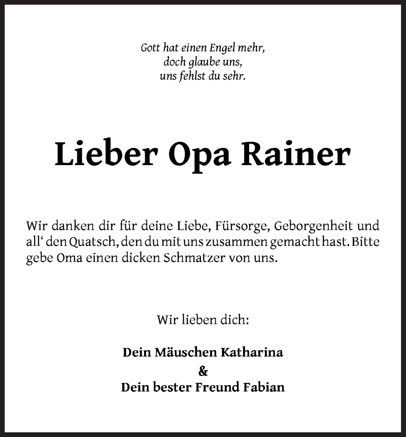 Traueranzeige von Rainer Wilken von Die Norddeutsche