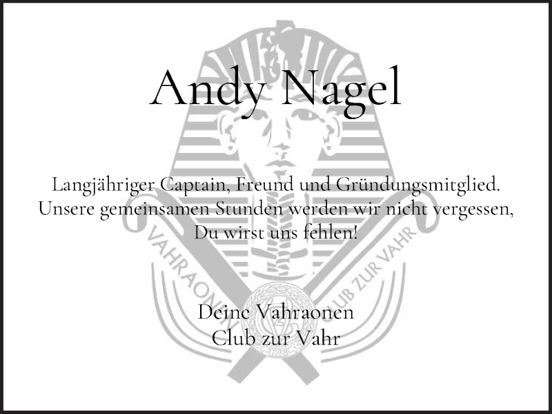 Traueranzeige von Friedrich Andreas Nagel von WESER-KURIER