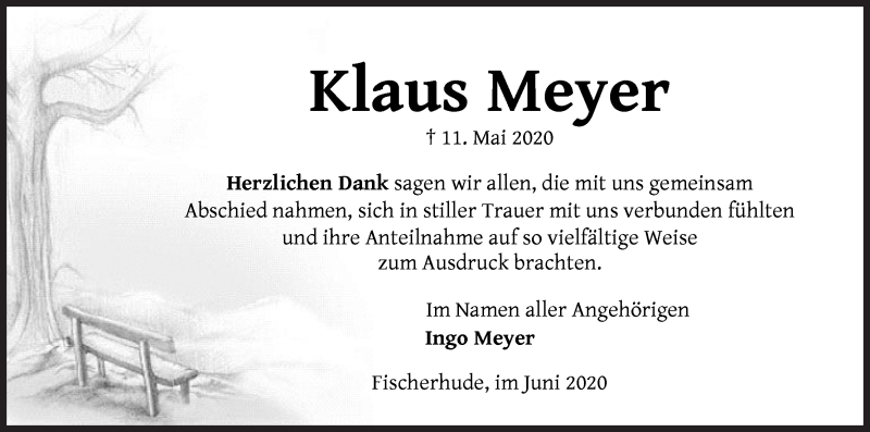 Traueranzeige von Klaus Meyer von Wuemme Zeitung