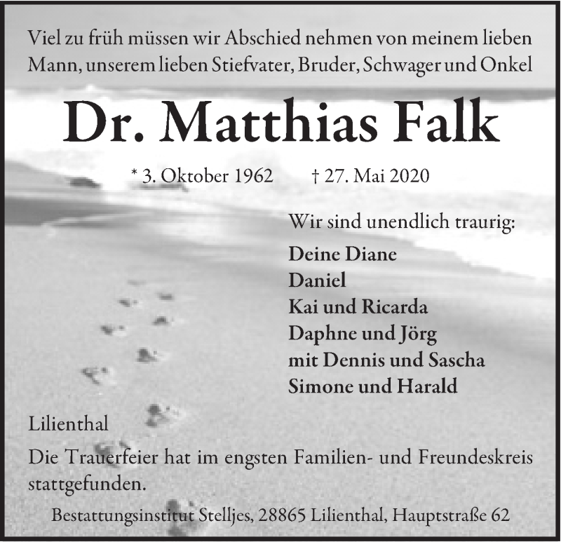 Traueranzeige von Matthias Falk von WESER-KURIER
