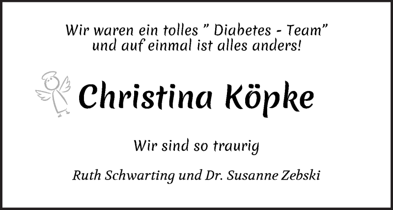 Traueranzeige von Christina Köpke von WESER-KURIER