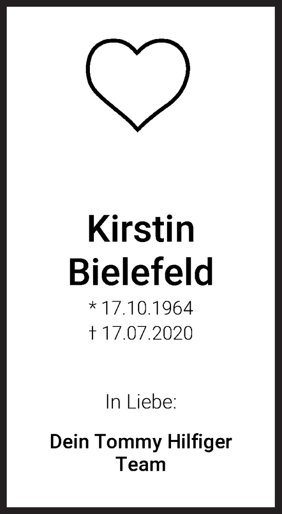 Traueranzeige von Kirstin Bielefeld von WESER-KURIER