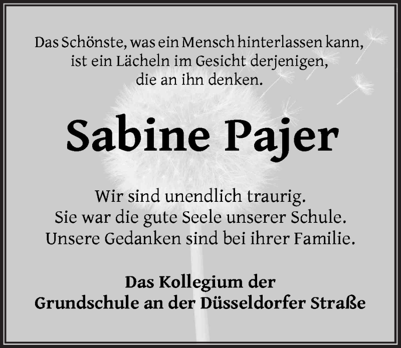 Traueranzeige von Sabine Pajer von WESER-KURIER