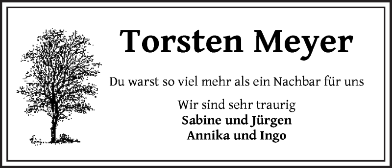 Traueranzeige von Torsten Meyer von WESER-KURIER