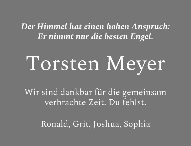 Traueranzeige von Torsten Meyer von WESER-KURIER