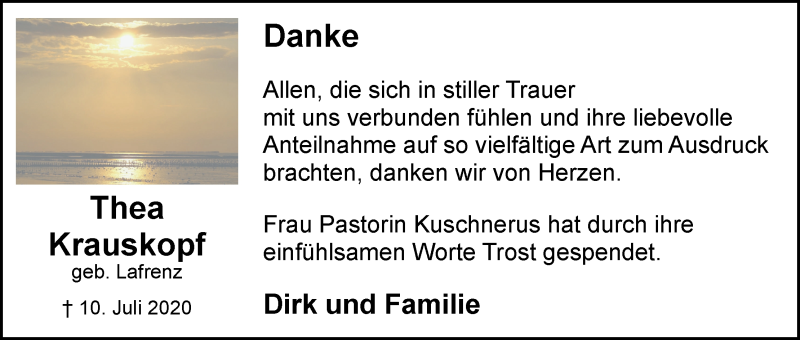 Traueranzeige von Thea Krauskopf von WESER-KURIER