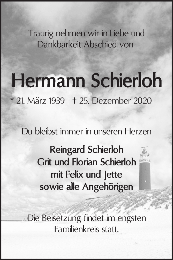 Traueranzeige von Hermann Schierloh von WESER-KURIER