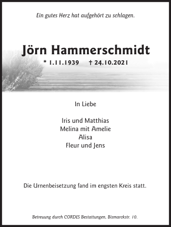 Traueranzeige von Jörn Hammerschmidt von WESER-KURIER
