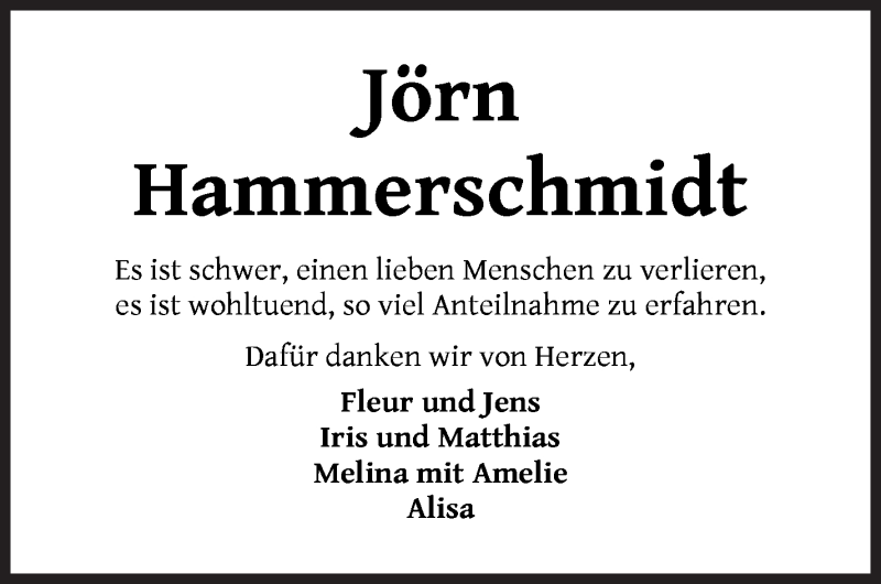 Traueranzeige von Jörn Hammerschmidt von WESER-KURIER