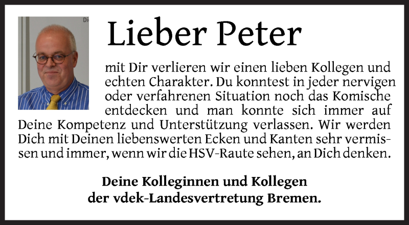 Traueranzeige von Ralf-Peter Bahlo von WESER-KURIER