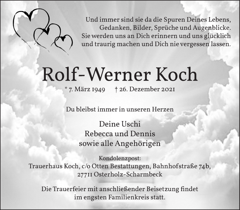 Traueranzeige von Rolf-Werner Koch von Osterholzer Kreisblatt
