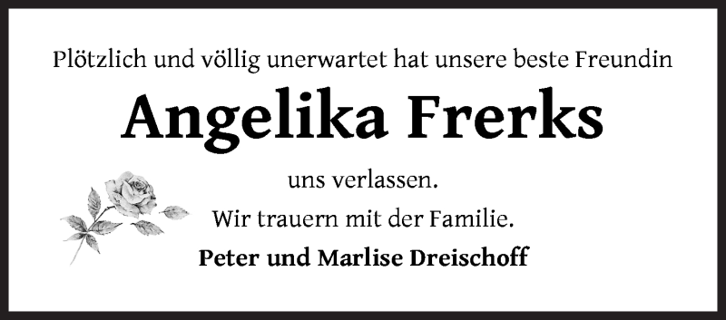 Traueranzeige von Angelika Frerks von WESER-KURIER