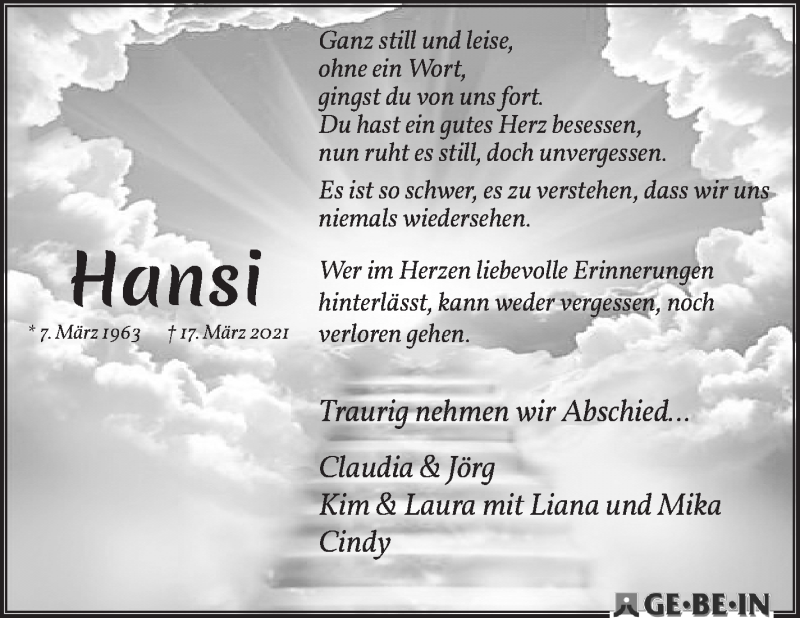 Traueranzeige von Hansi (Johann) Köhler von WESER-KURIER