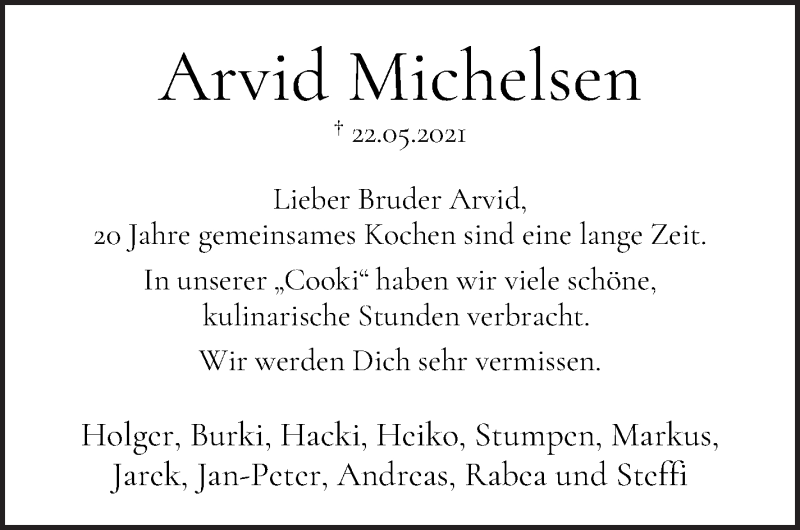Traueranzeige von Arvid Michelsen von WESER-KURIER