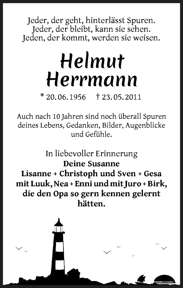 Traueranzeige von Helmut Herrmann von Achimer Kurier/Verdener Nachrichten