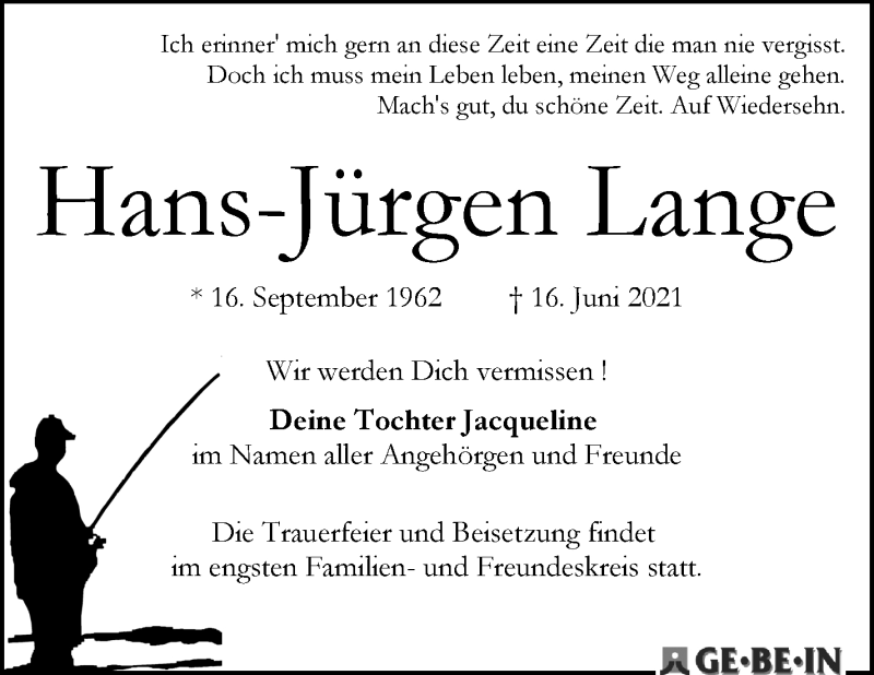 Traueranzeige von Hans-Jürgen Lange von WESER-KURIER