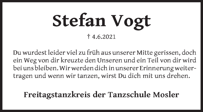 Traueranzeige von Stefan Vogt von WESER-KURIER