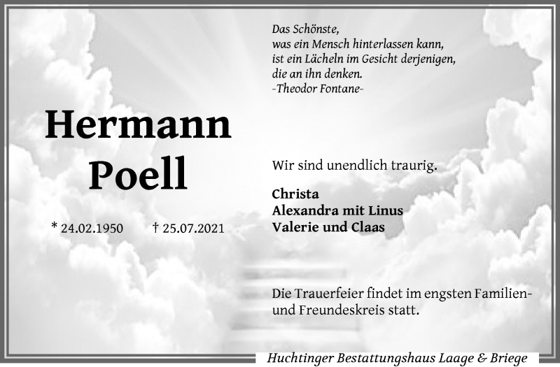 Traueranzeige von Hermann Poell von WESER-KURIER