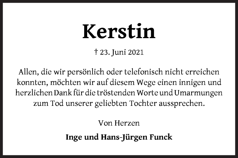 Traueranzeige von Kerstin Lampe von WESER-KURIER