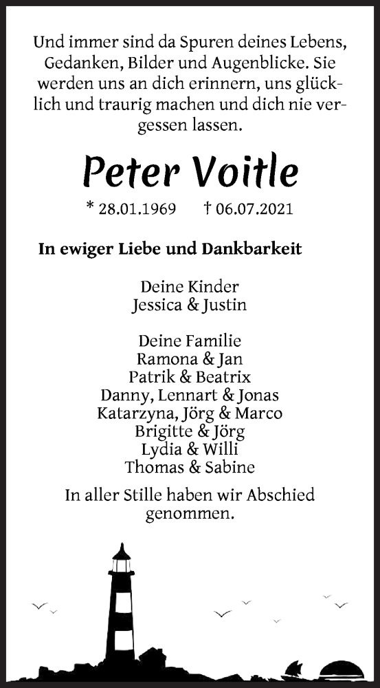 Traueranzeige von Peter Voitle von WESER-KURIER