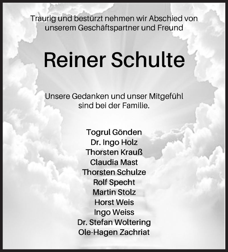 Traueranzeige von Reiner Schulte von WESER-KURIER