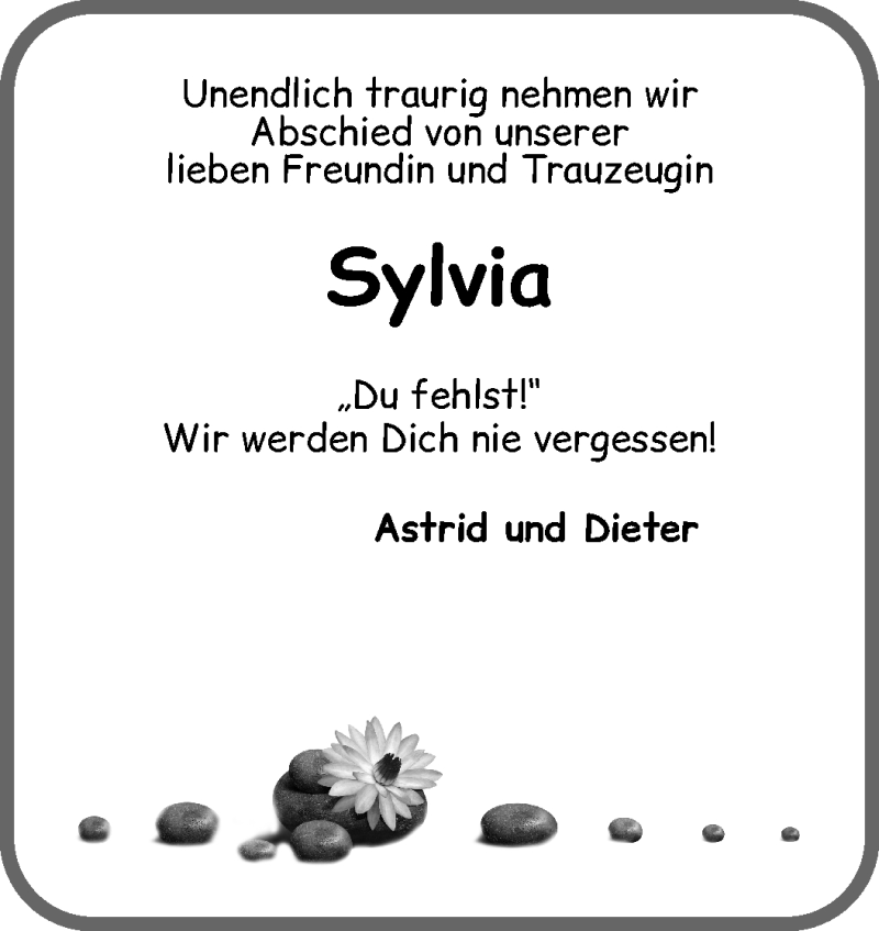 Traueranzeige von Sylvia Hilbers von WESER-KURIER