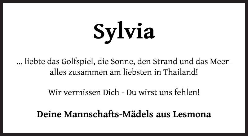 Traueranzeige von Sylvia Hilbers von WESER-KURIER