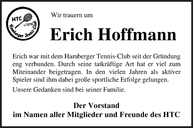 Traueranzeige von Erich Hoffmann von Osterholzer Kreisblatt