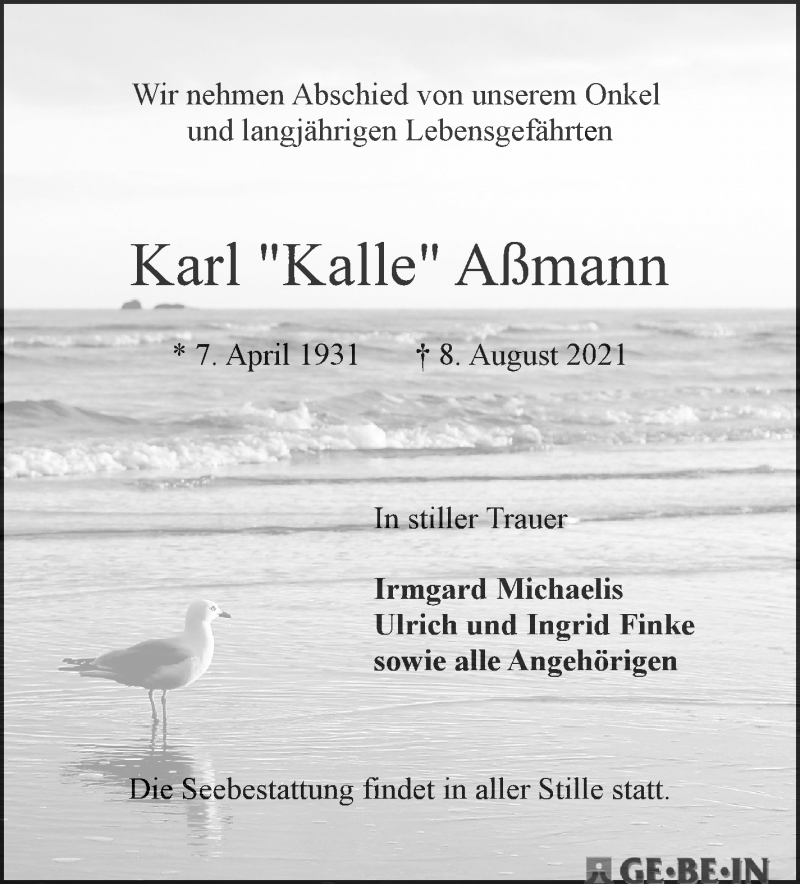 Traueranzeige von Karl 