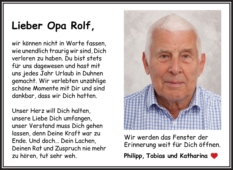 Traueranzeige von Opa Rolf  von WESER-KURIER
