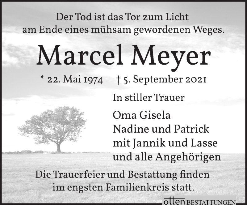 Traueranzeige von Macel Meyer von Osterholzer Kreisblatt