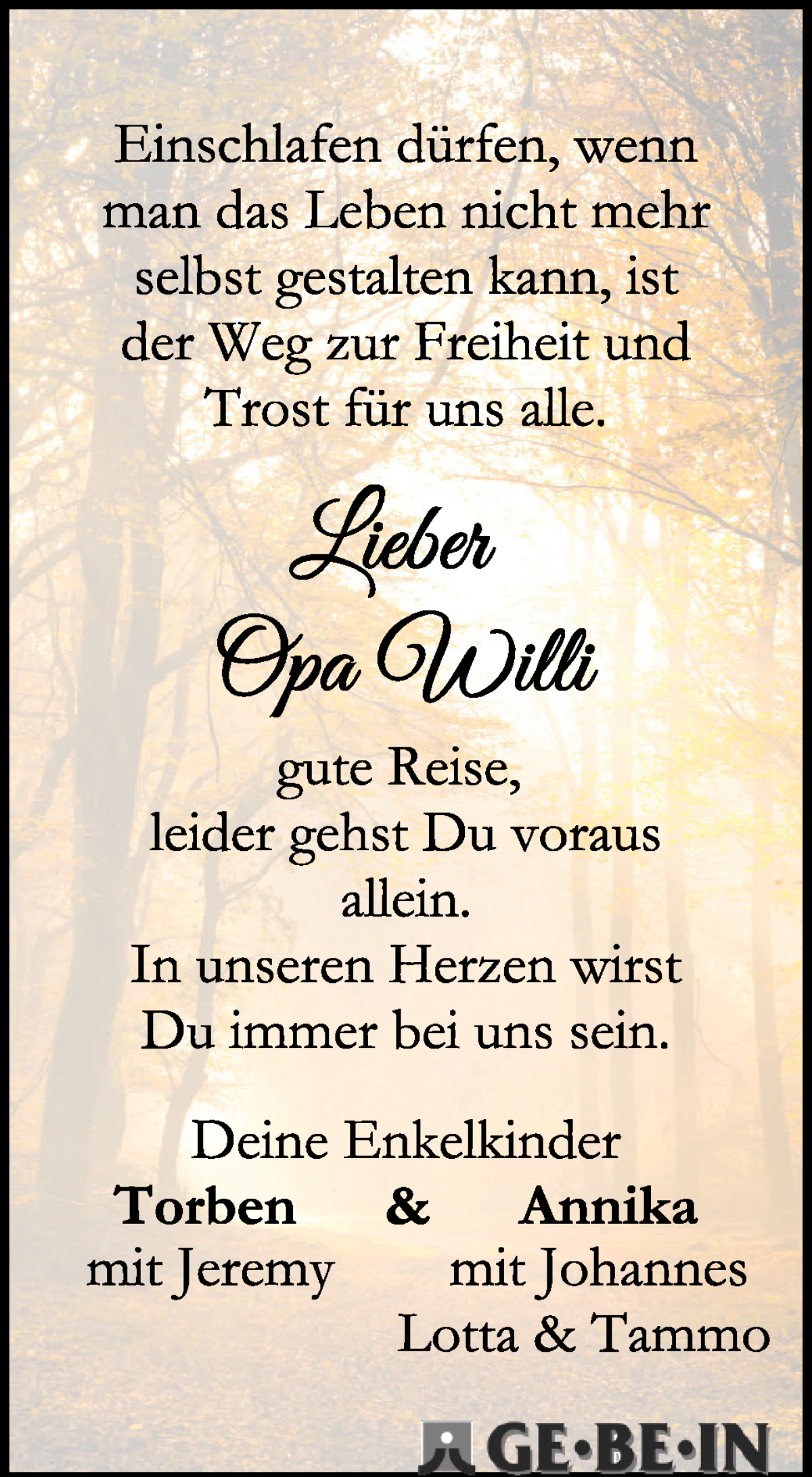 Traueranzeige von Wilhelm Kieselhorst von WESER-KURIER
