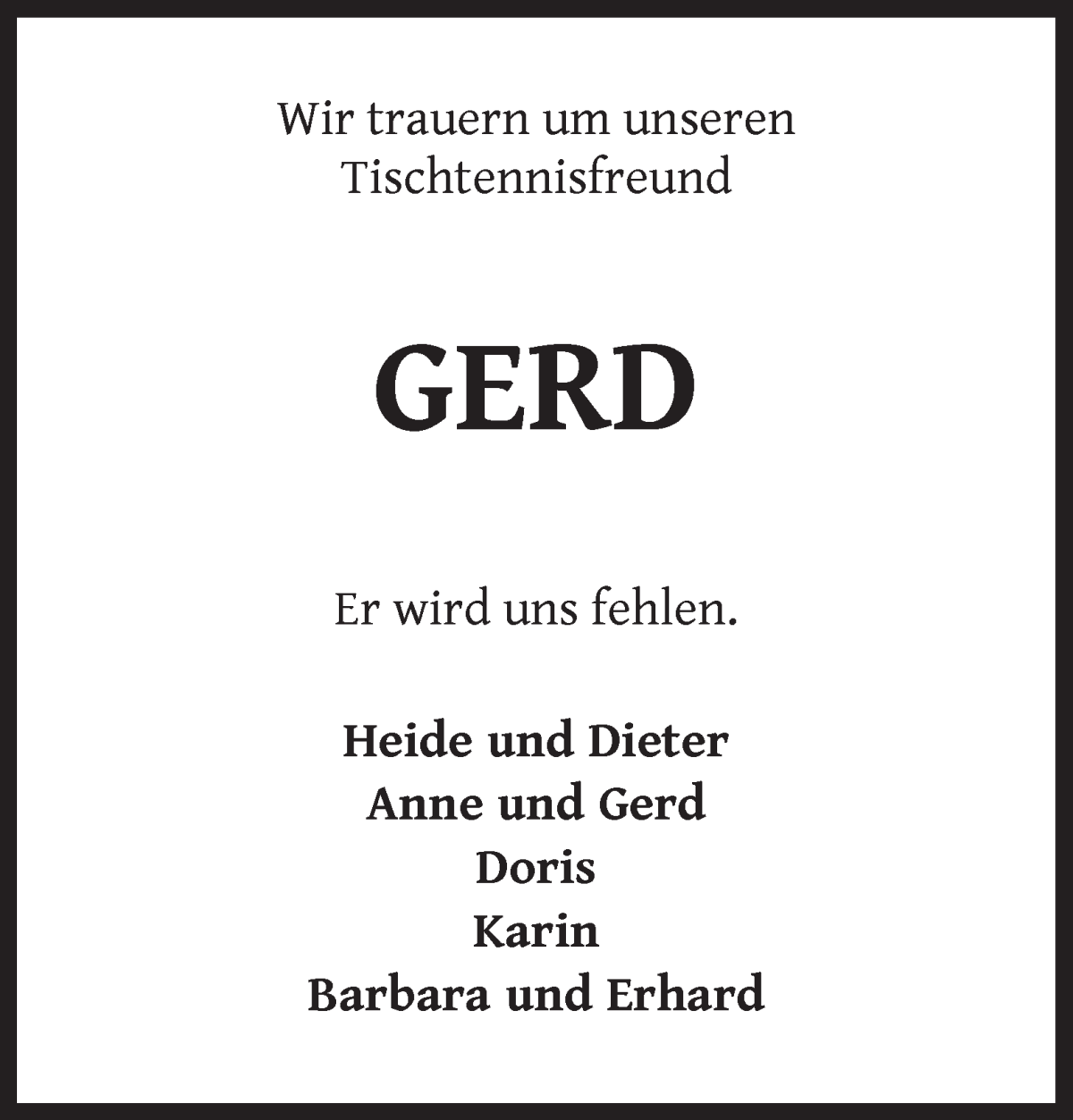 Traueranzeige von Gerd Claußen von Die Norddeutsche