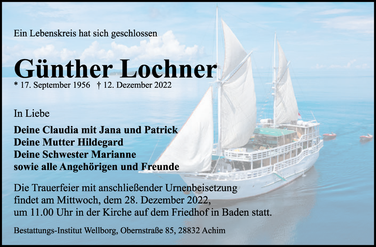 Traueranzeige von Günther Lochner von WESER-KURIER