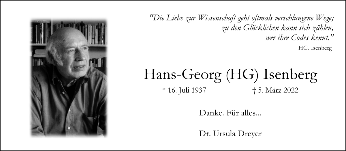 Traueranzeige von Hans-Georg Isenberg von WESER-KURIER