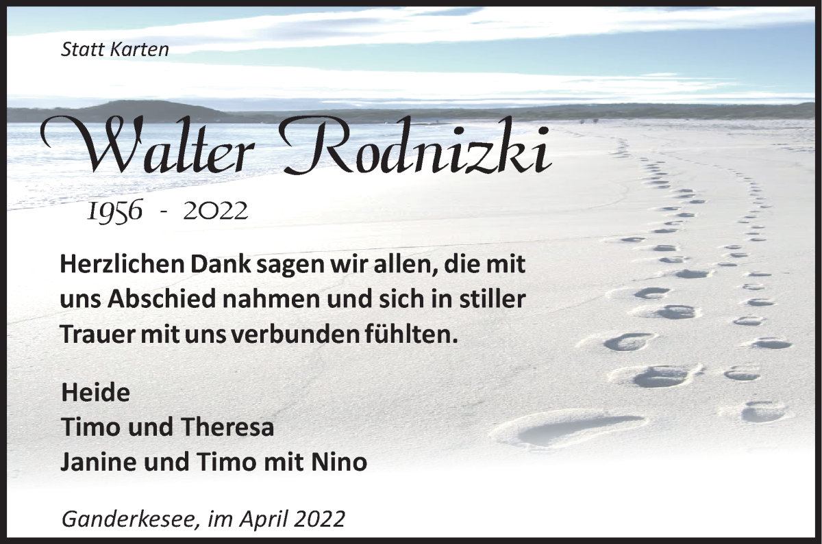 Traueranzeige von Walter Rodnizki von WESER-KURIER