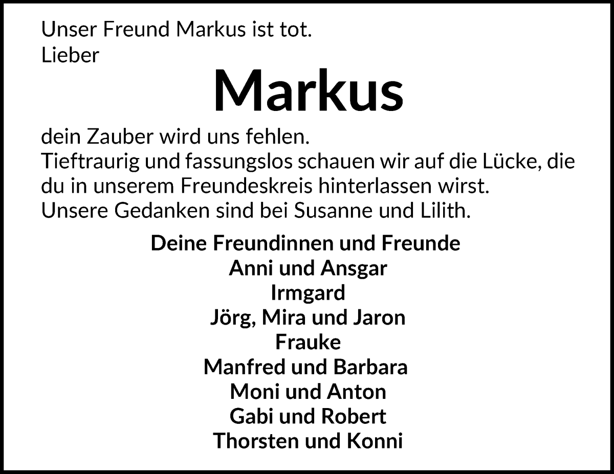 Traueranzeige von Markus Breugst von WESER-KURIER