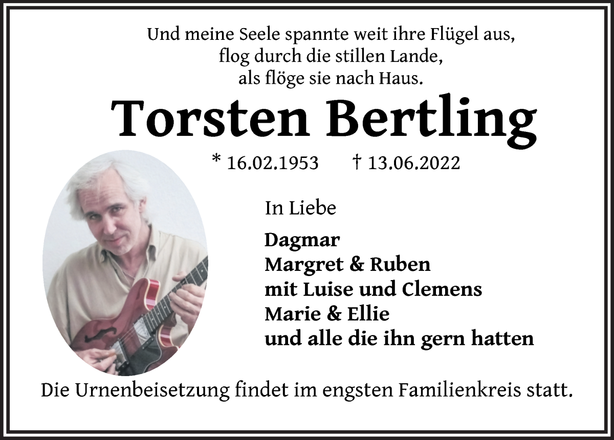 Traueranzeige von Torsten Bertling von WESER-KURIER