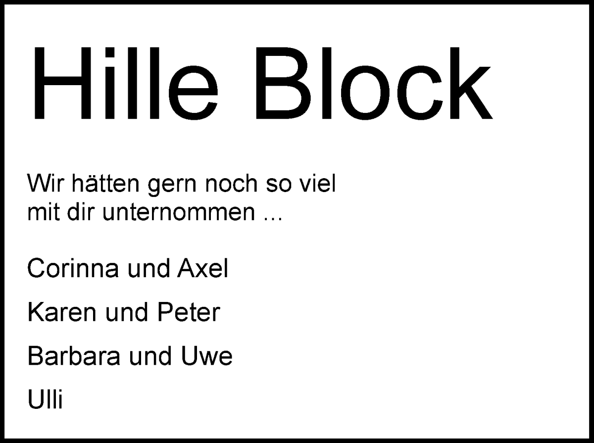 Traueranzeige von Hildburg Block von WESER-KURIER