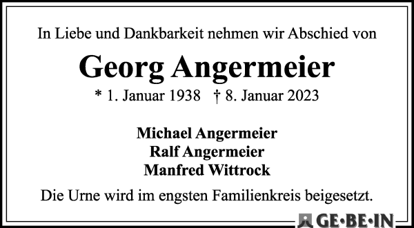 Traueranzeige von Georg Angermeier von WESER-KURIER