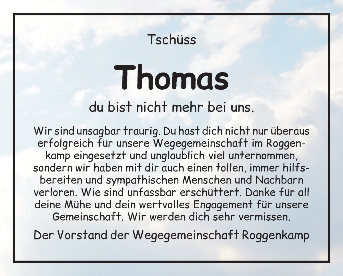 Traueranzeige von Thomas Nüchterlein von WESER-KURIER