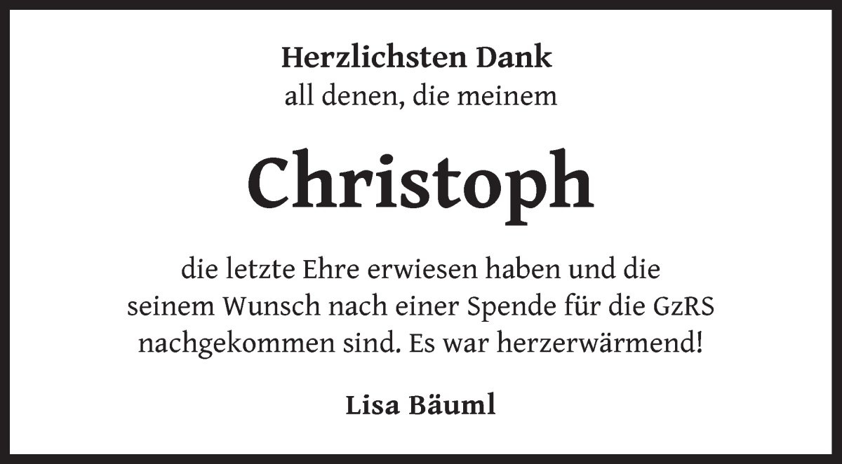 Traueranzeige von Christoph Bäuml von WESER-KURIER