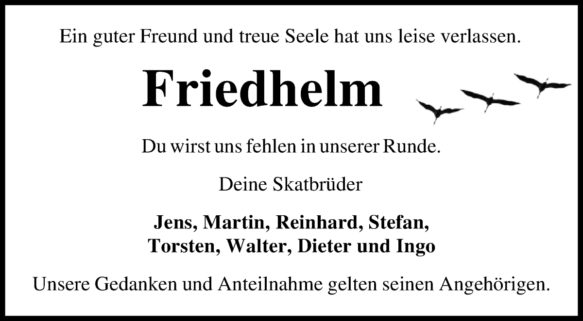 Traueranzeige von Friedhelm Flathmann von Osterholzer Kreisblatt
