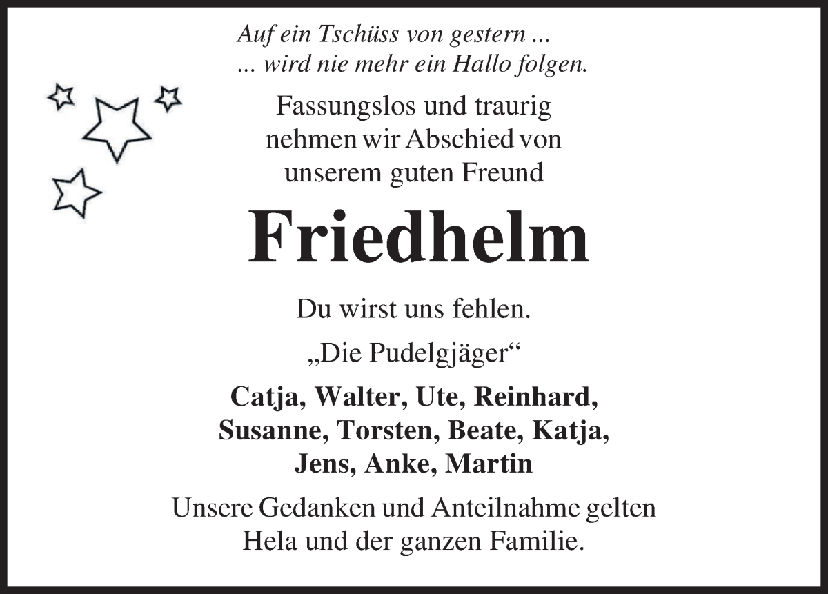 Traueranzeige von Friedhelm Flathmann von Osterholzer Kreisblatt