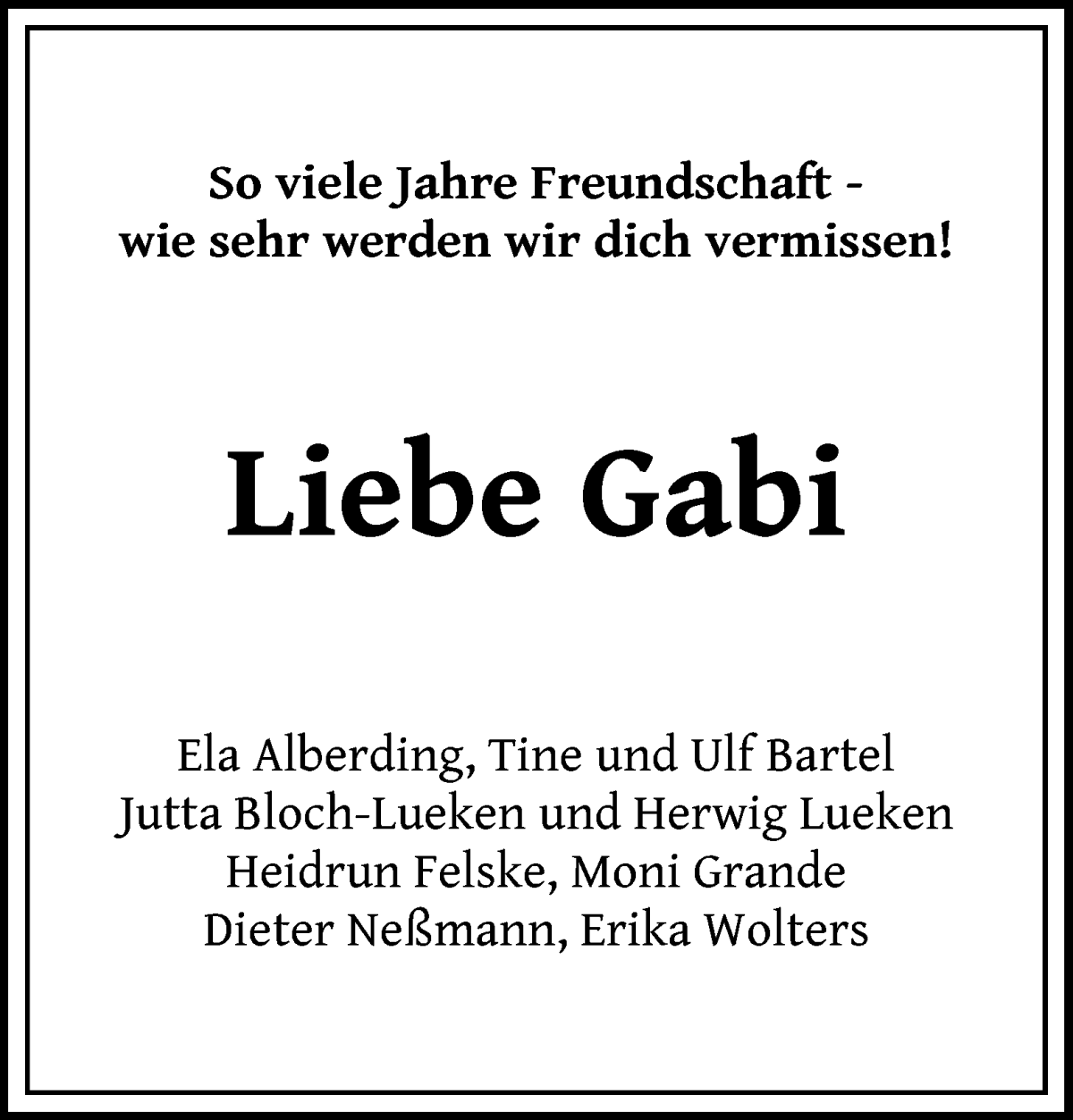 Traueranzeige von Gabriele Melde von WESER-KURIER