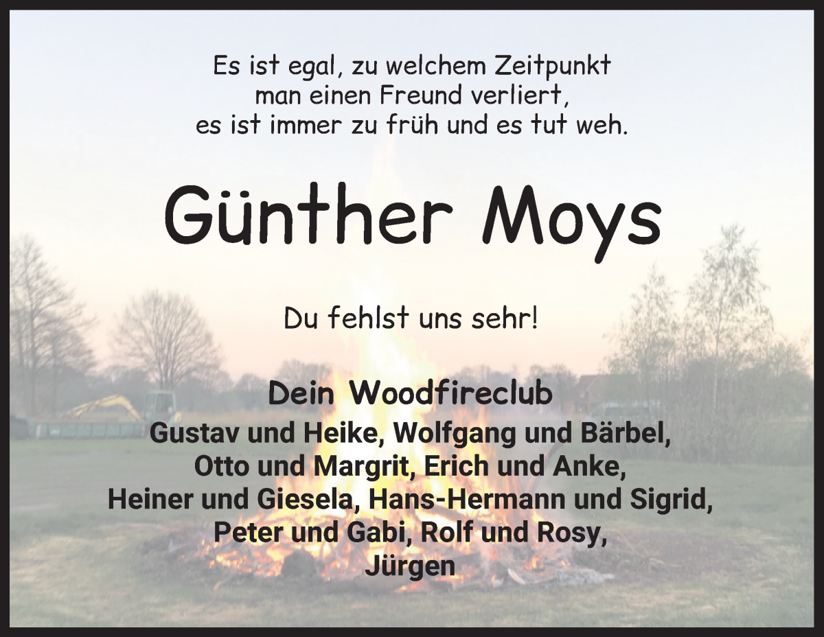 Traueranzeige von Günther Moys von WESER-KURIER