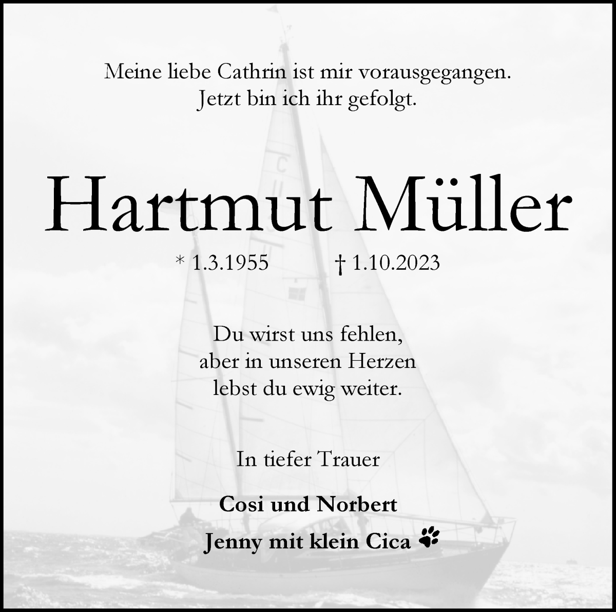 Traueranzeige von Hartmut Klaus Müller von WESER-KURIER