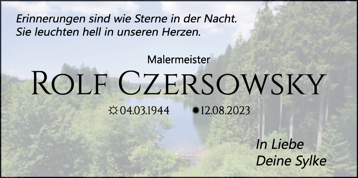 Traueranzeige von Rolf Czersowsky von WESER-KURIER