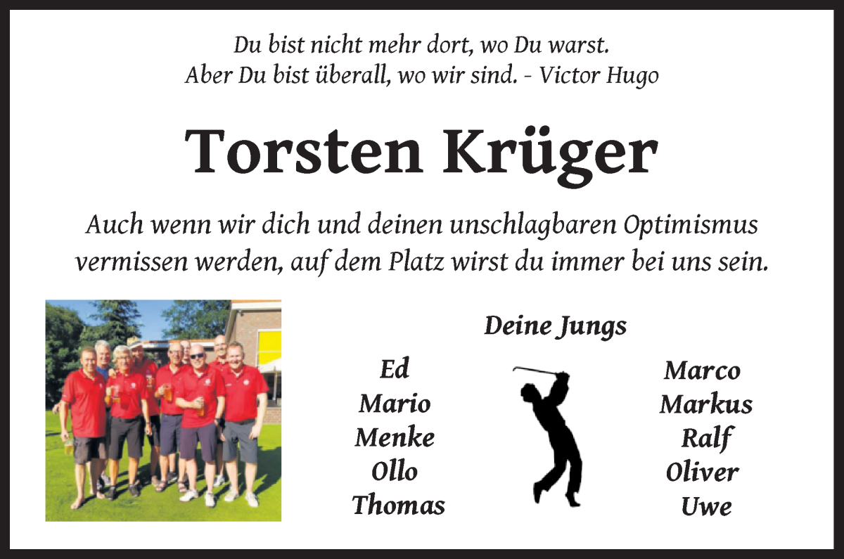 Traueranzeige von Torsten Krüger von WESER-KURIER