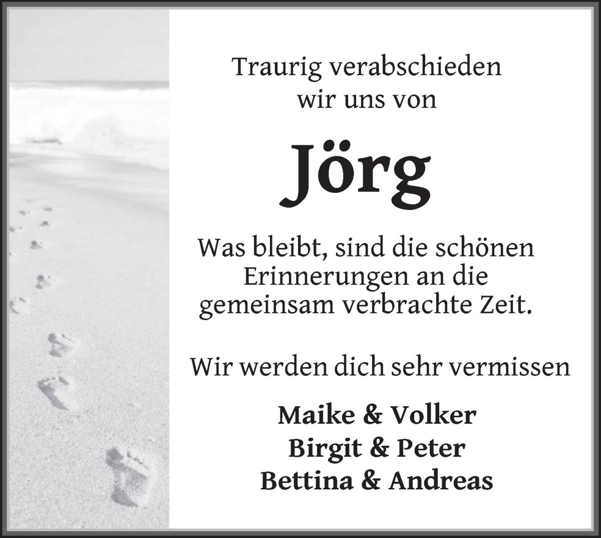 Traueranzeige von Jörg Eichentopf von WESER-KURIER
